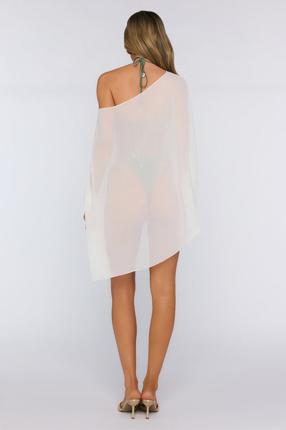 Poncho de Chiffon Transparente Branco