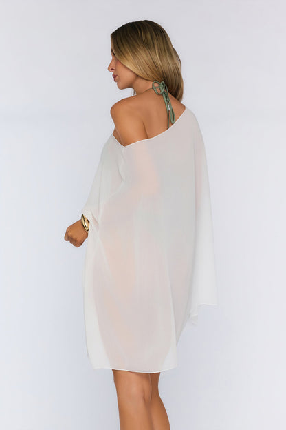Poncho de Chiffon Transparente Branco