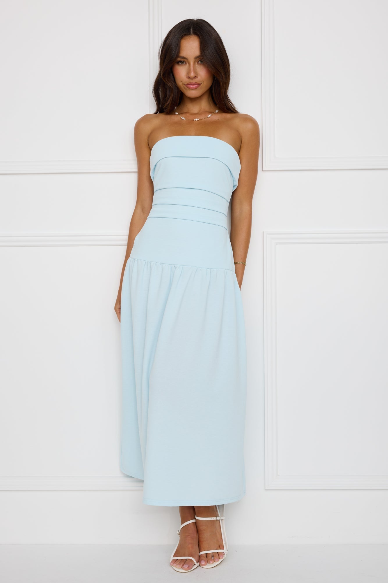 Vestido Midi Tomara-que-Caia Chique Sem Esforço – Azul