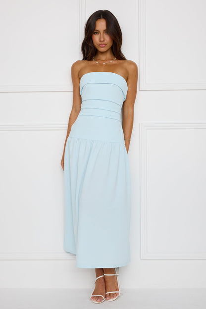 Vestido Midi Tomara-que-Caia Chique Sem Esforço – Azul