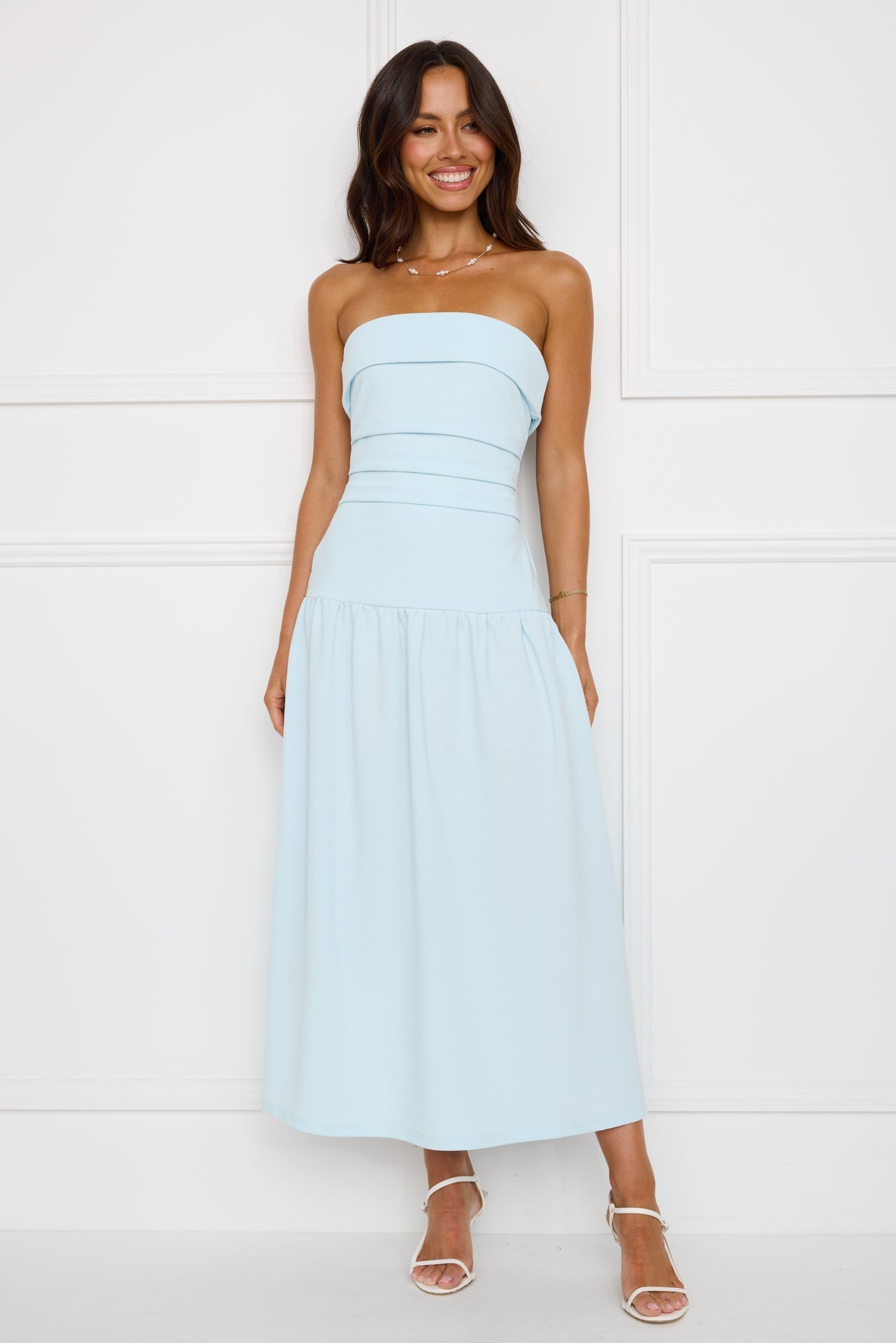Vestido Midi Tomara-que-Caia Chique Sem Esforço – Azul