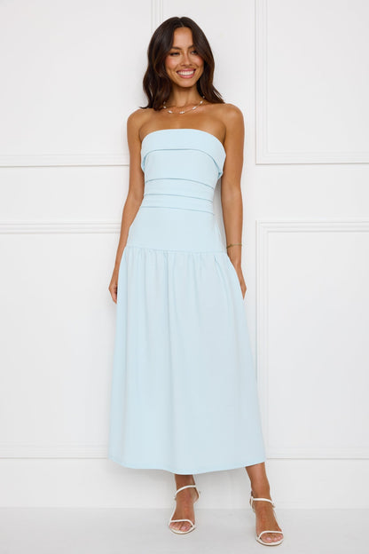 Vestido Midi Tomara-que-Caia Chique Sem Esforço – Azul