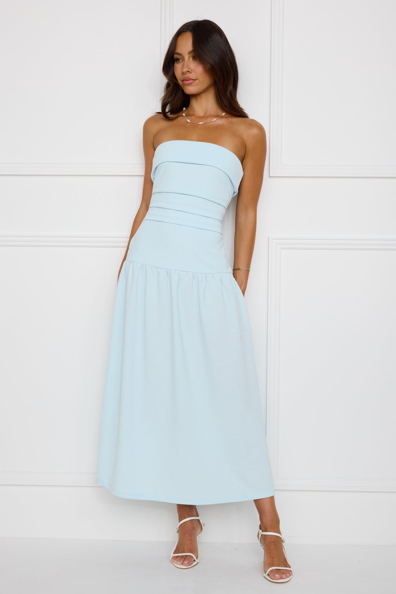 Vestido Midi Tomara-que-Caia Chique Sem Esforço – Azul