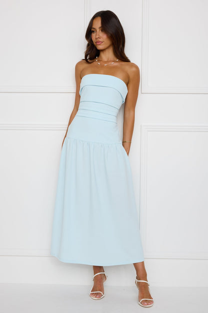 Vestido Midi Tomara-que-Caia Chique Sem Esforço – Azul