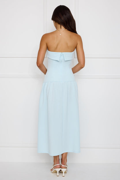 Vestido Midi Tomara-que-Caia Chique Sem Esforço – Azul