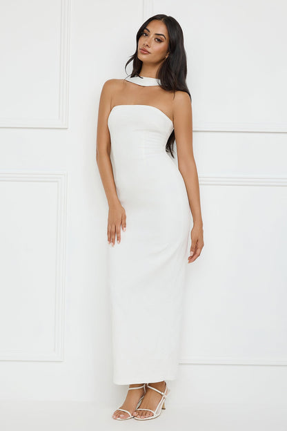 Vestido Longo Halter Estiloso — Branco