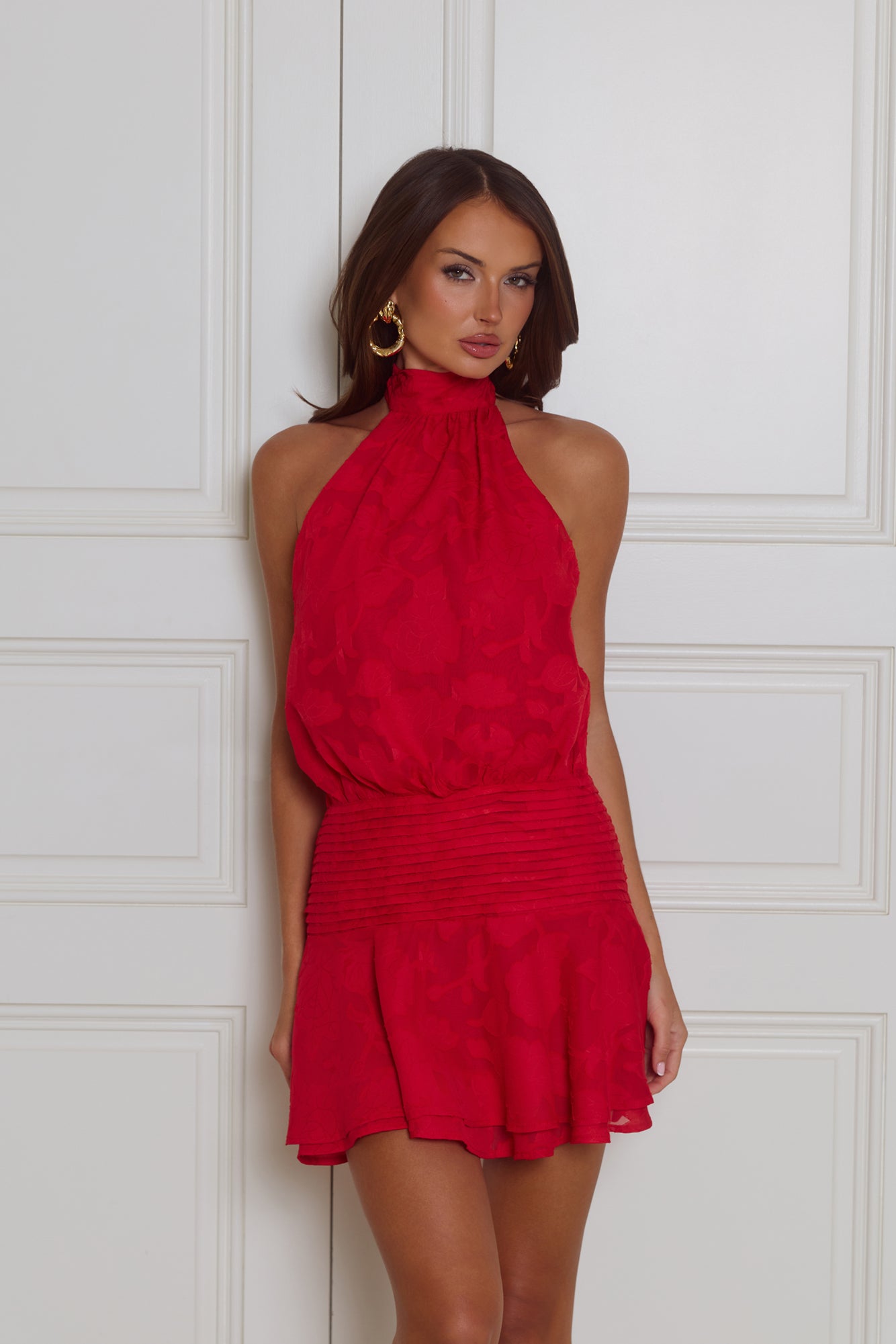 Vestido curto halter "Flaunt It Gorgeous" vermelho