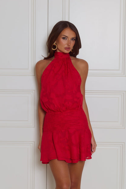 Vestido curto halter "Flaunt It Gorgeous" vermelho