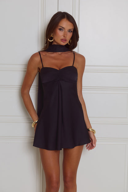 Mini vestido de cetim Diva Energy — Preto