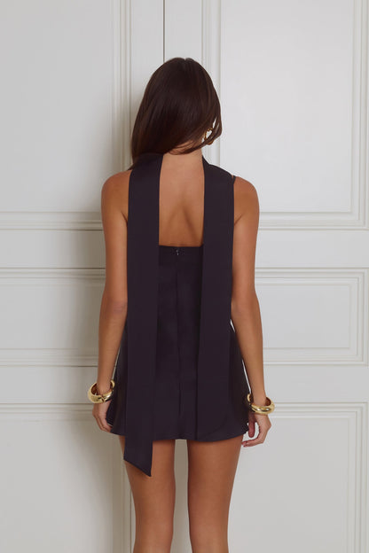 Mini vestido de cetim Diva Energy — Preto