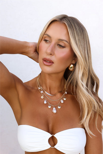 Top de Biquíni Frequência Floral — Creme de Coco
