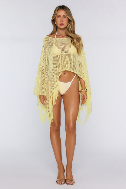 Poncho Amarelo com Franjas