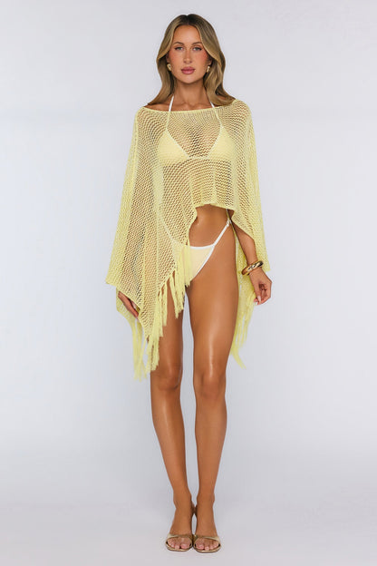 Poncho Amarelo com Franjas