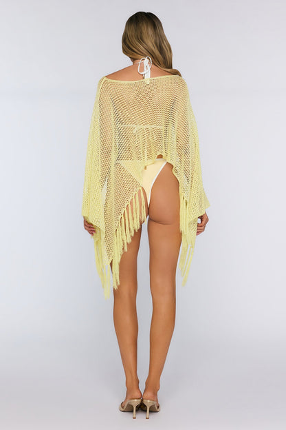 Poncho Amarelo com Franjas