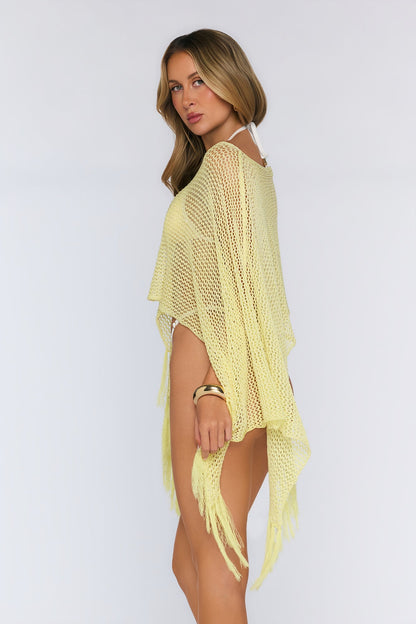 Poncho Amarelo com Franjas