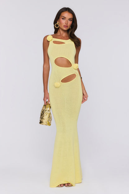 Vestido Longo em Tricô Wild Aura — Amarelo