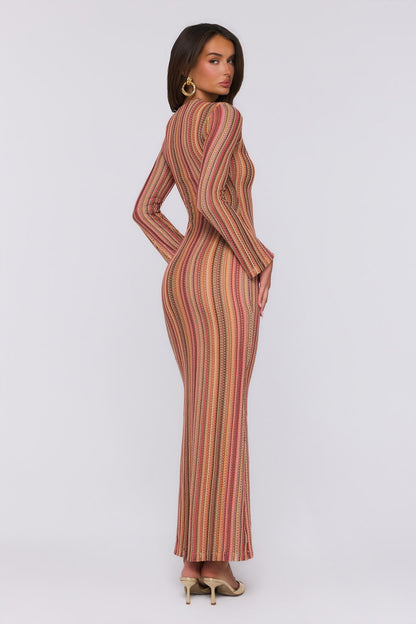 Vestido maxi de tricô Crystal Coast — Multicolorido
