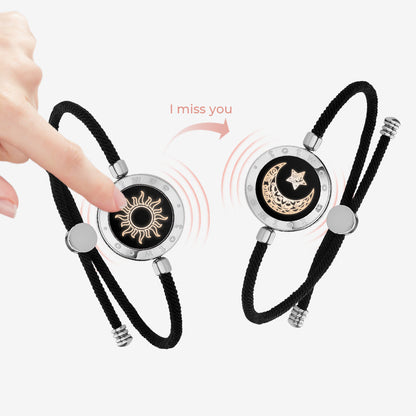 Sun & Moon Touch Bracelets with Milan Rope (Black+Black)
