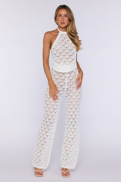 Calça em tricô Palm Shade — Branca