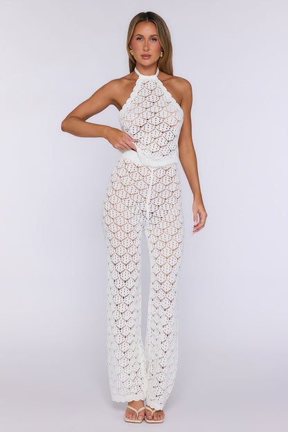 Calça em tricô Palm Shade — Branca