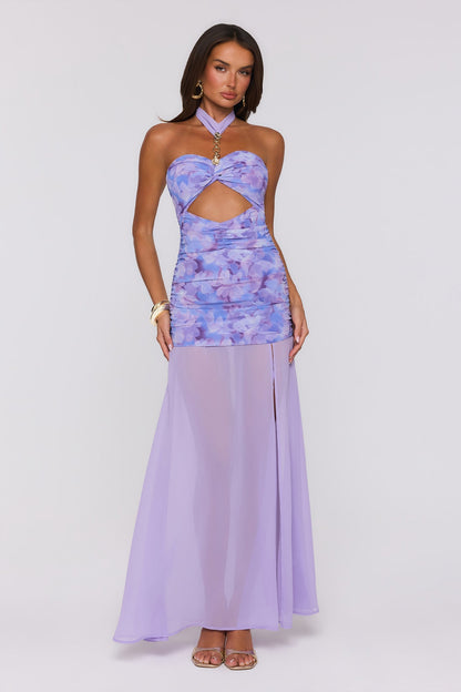 Vestido longo halter Lilac Whisper — Lilás