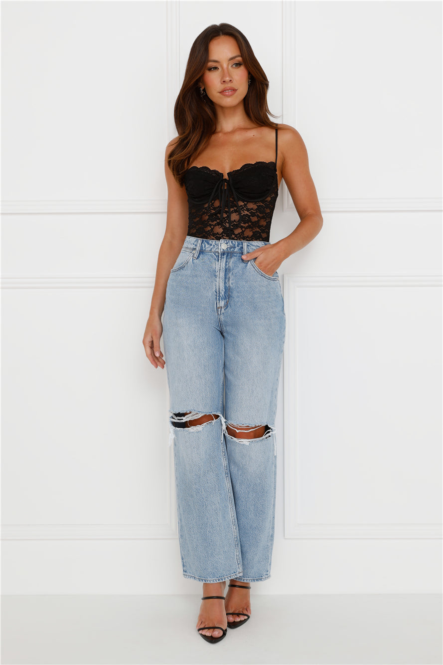 Body de Renda Promise Please — Preto