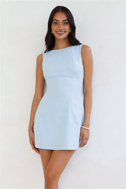 Mini vestido xadrez vichy Dream Paddock — Azul