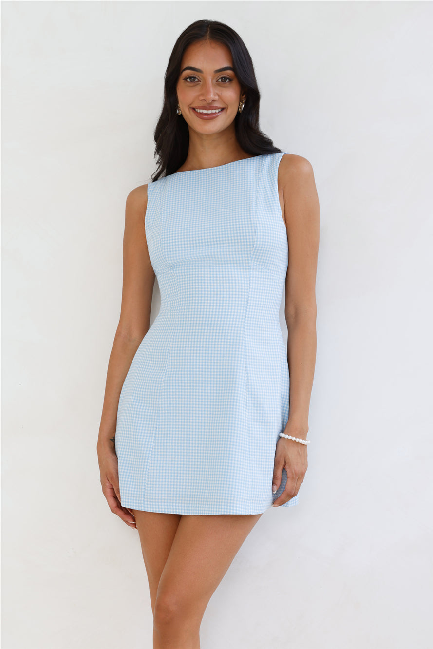 Mini vestido xadrez vichy Dream Paddock — Azul