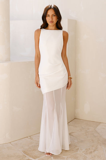 Vestido Longo com Estampa Arte Moderna — Branco