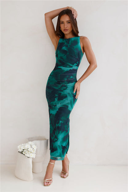 Vestido Longo de Tule para Festa - Verde