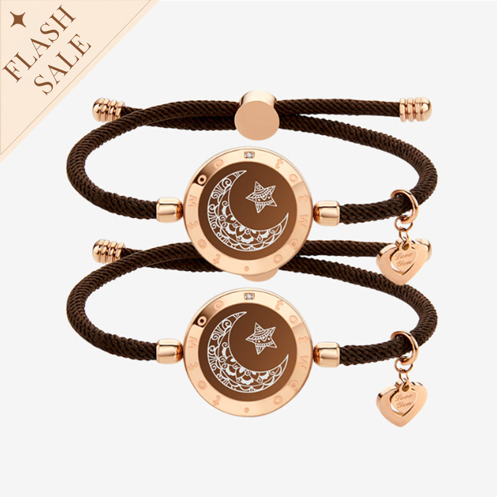 Moon and Moon Touch Bracelets with Milan Rope (Brown+Brown)