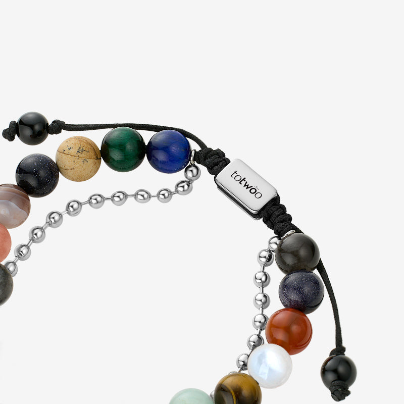 Sun & Moon Touch Bracelets with Solar System Guardian Beads