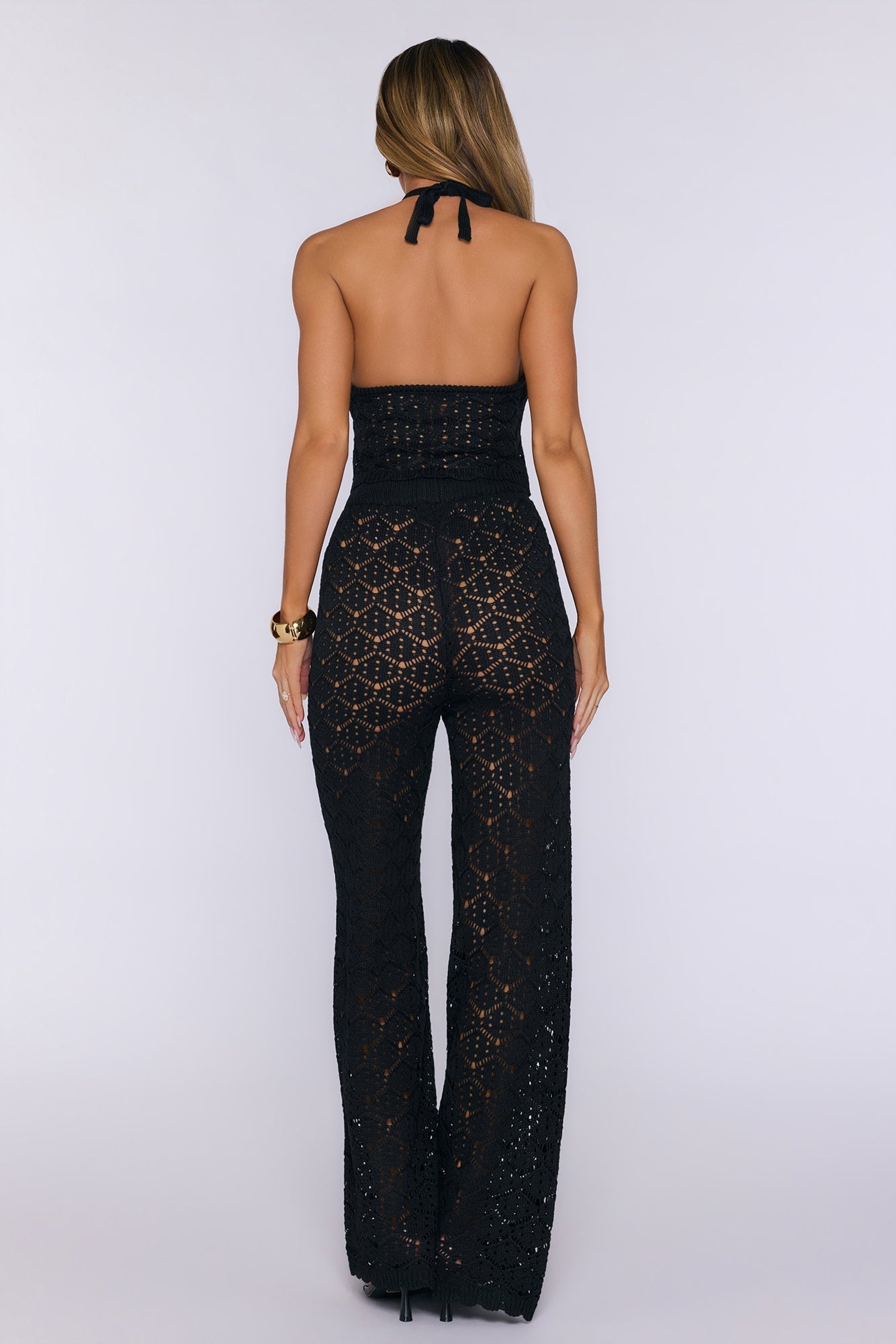 Top halter em tricô Palm Shade - Preto