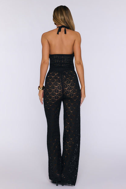 Calça de Tricô Palm Shade — Preta