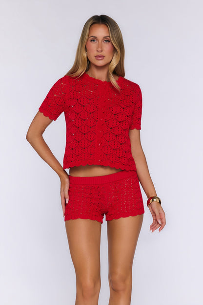 Top de Tricô Sunkissed Socialite — Vermelho