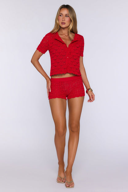 Top de Tricô Sunkissed Socialite — Vermelho