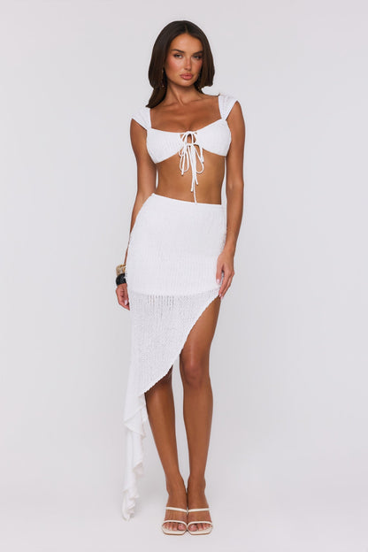 Blanco Top Cropped de Tricô — Branco