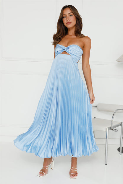 Vestido Longo Plissado Tomara-que-Caia "Clouds of Love" — Azul