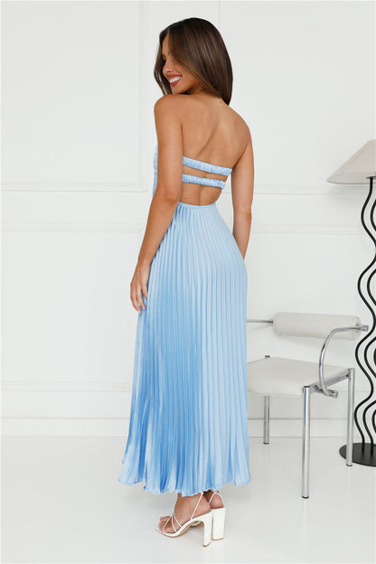 Vestido Longo Plissado Tomara-que-Caia "Clouds of Love" — Azul