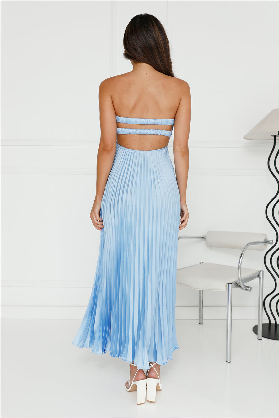 Vestido Longo Plissado Tomara-que-Caia "Clouds of Love" — Azul