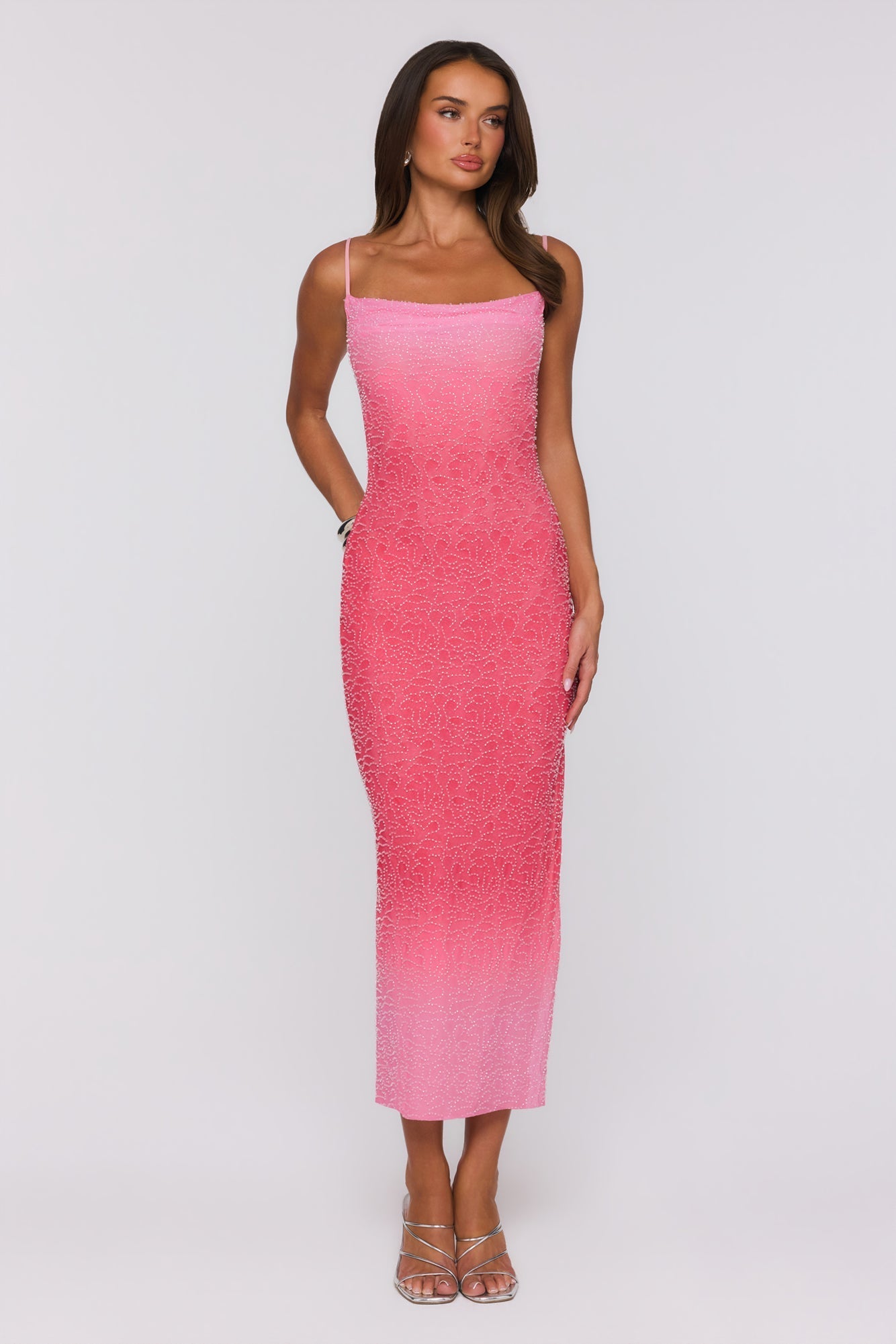 Vestido longo degradê Honeyed Nights — Rosa