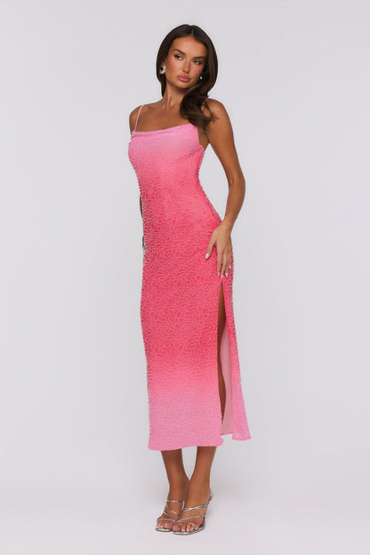 Vestido longo degradê Honeyed Nights — Rosa