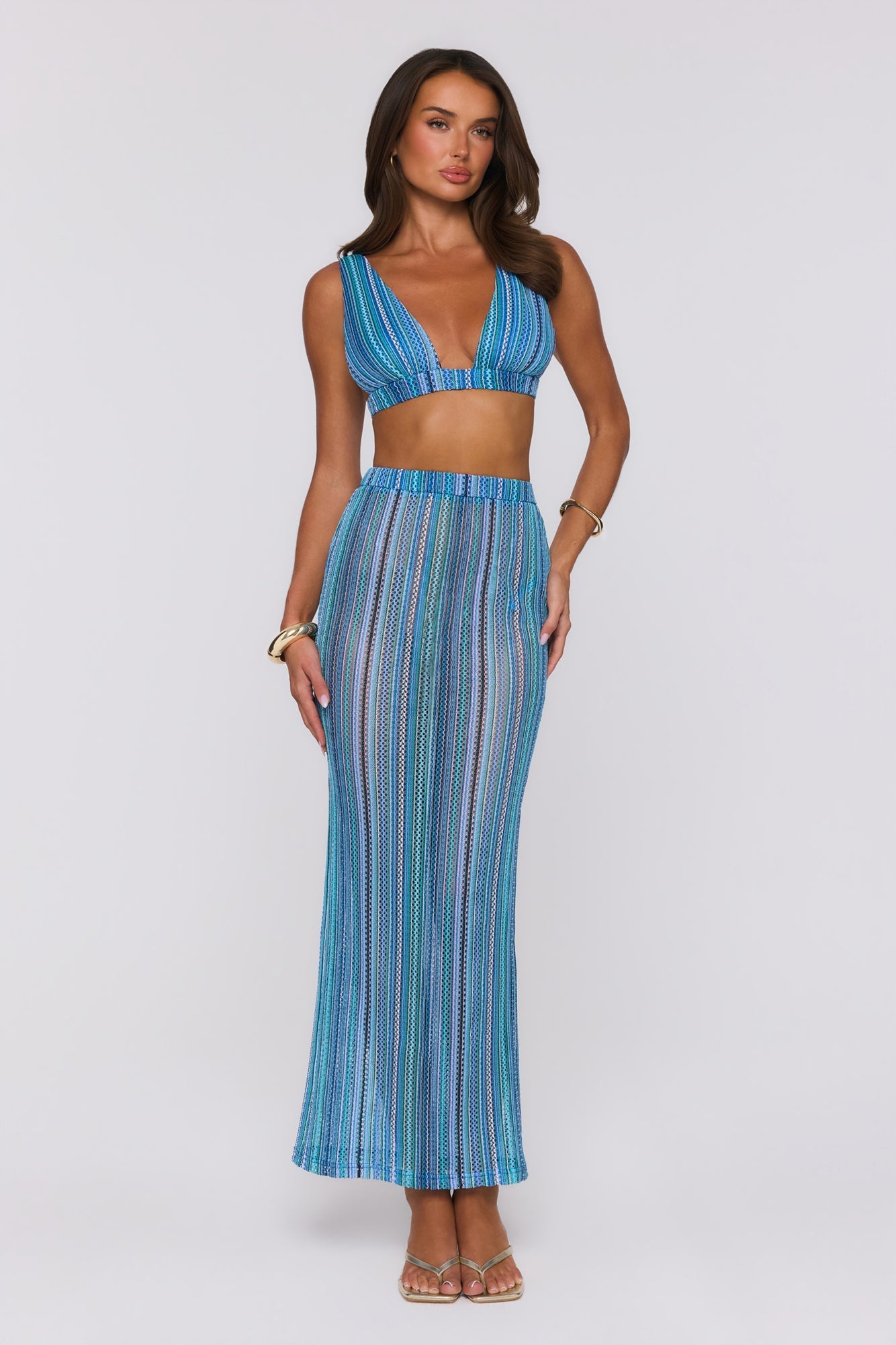 Top Cropped de Tricô Ocean Bloomette — Azul