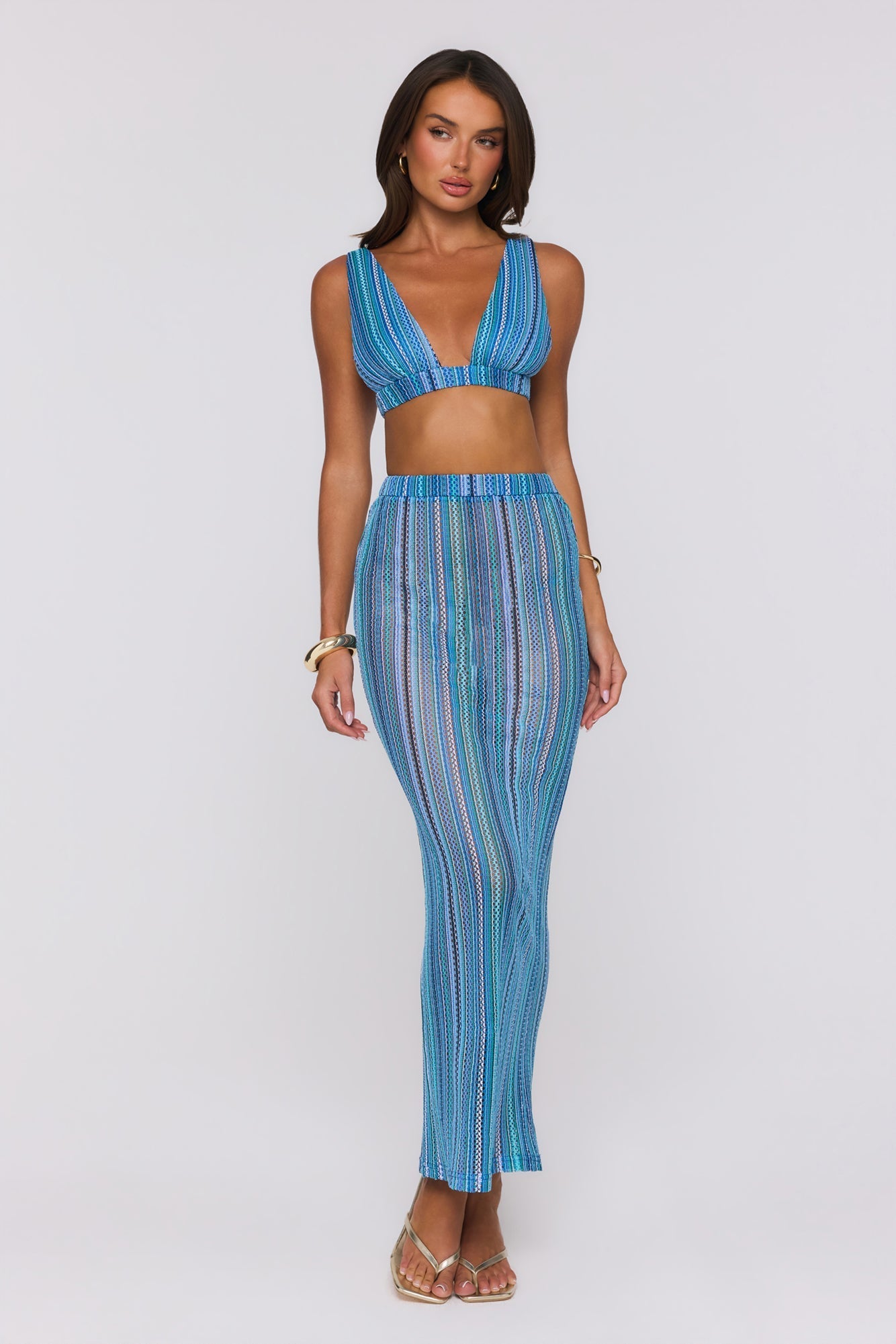 Top Cropped de Tricô Ocean Bloomette — Azul