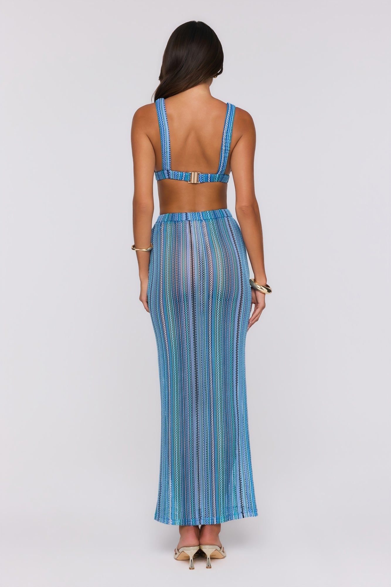 Saia longa de tricô Ocean Bloomette — Azul