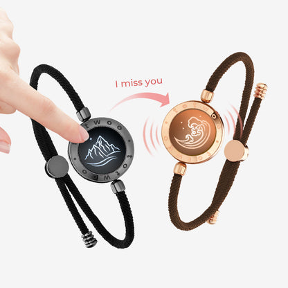 Mountain & Sea Touch Bracelets with Milan Rope (Black+Rose Gold)