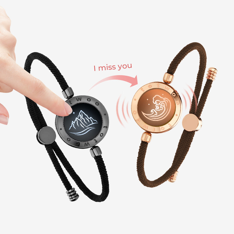 Mountain & Sea Touch Bracelets with Milan Rope (Black+Rose Gold)