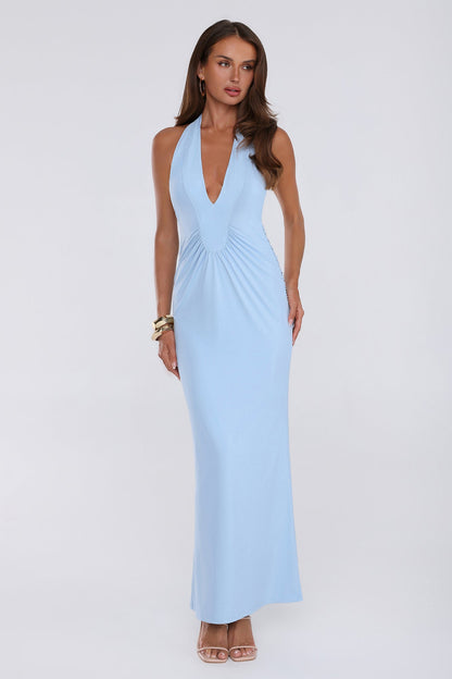 Vestido Longo Halter "Love Drifted" — Azul