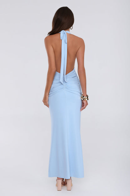 Vestido Longo Halter "Love Drifted" — Azul