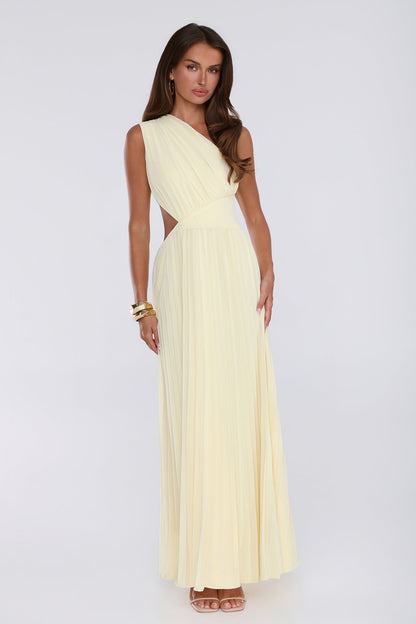 Summer Seduction — Vestido longo de um ombro só, amarelo